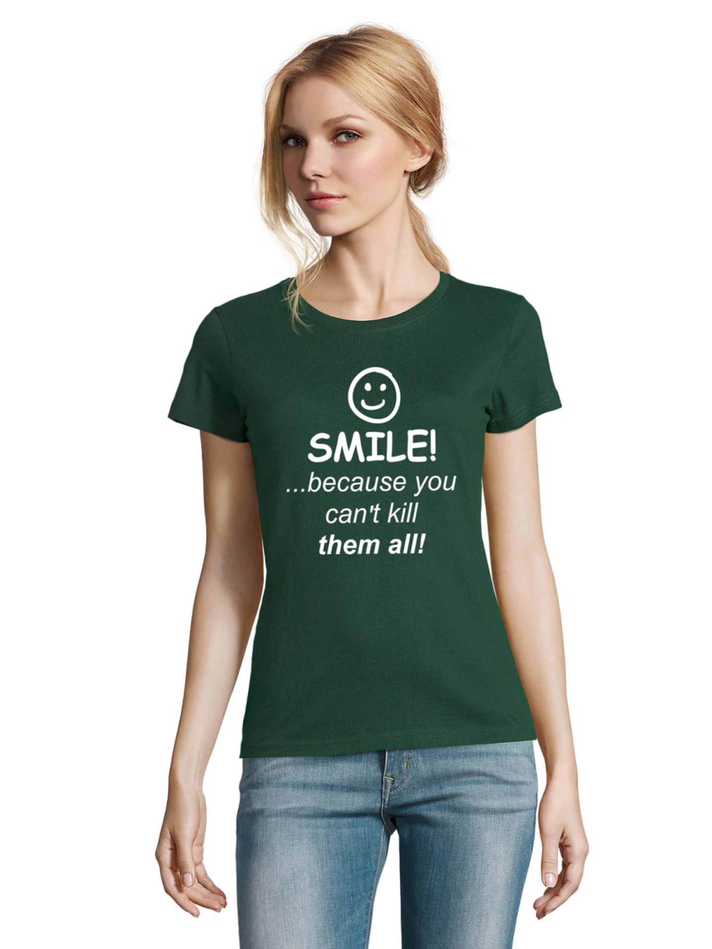 Blondie & Brownie Shirt 'SmileKill' in Green: front