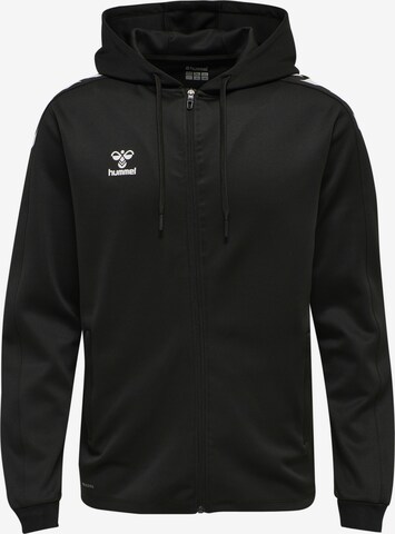 Hummel Athletic Zip-Up Hoodie in Black: front