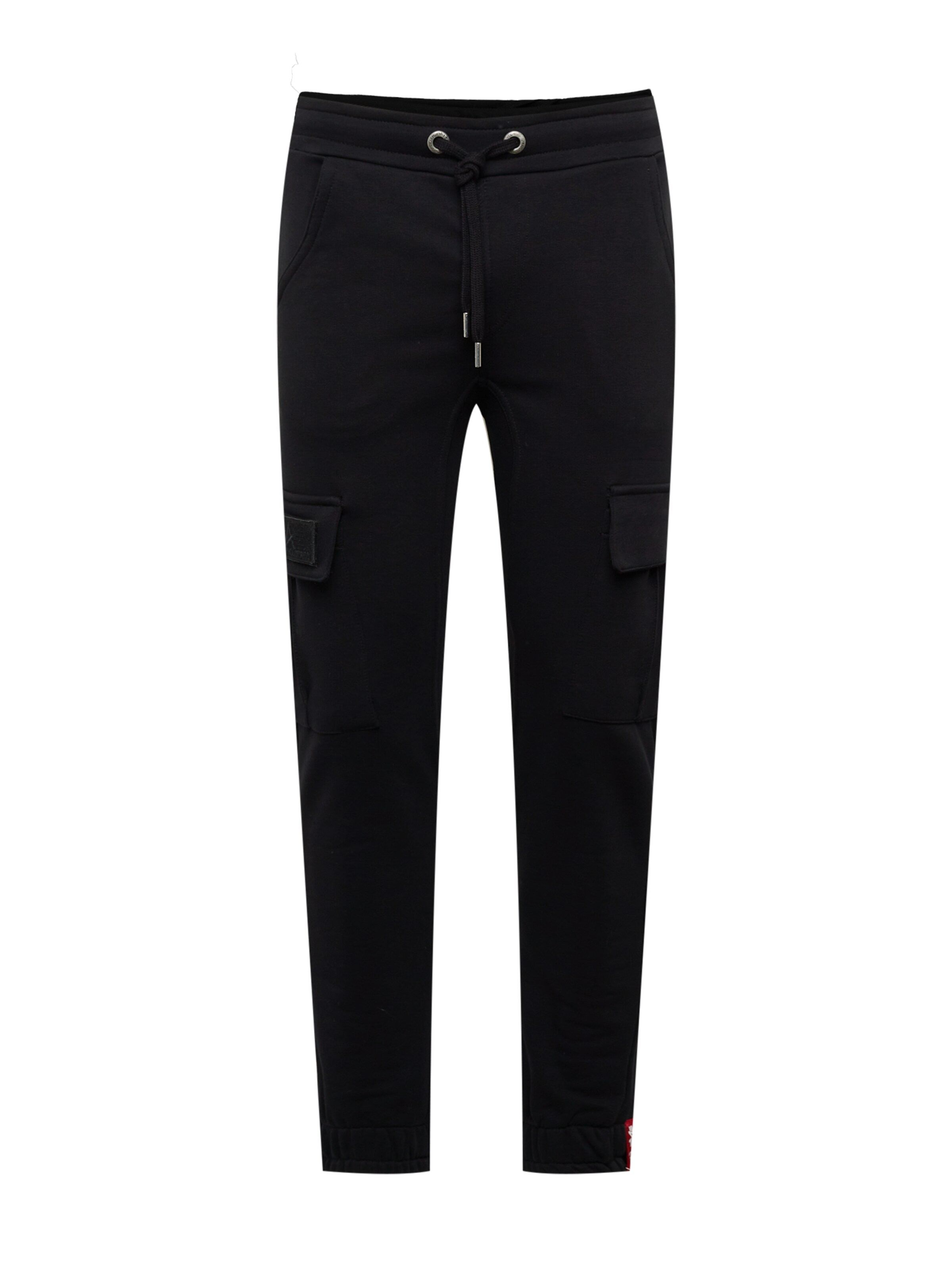 Effilé Pantalon cargo 'Terry' ALPHA INDUSTRIES en noir : devant