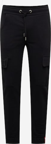 ALPHA INDUSTRIES Tapered Cargo trousers in Black: front