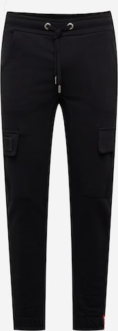 Effilé Pantalon cargo ALPHA INDUSTRIES en noir : devant