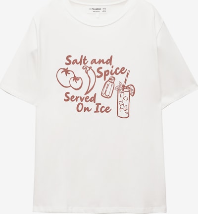 Tricou Pull&Bear pe roșu cranberry / alb, Vizualizare produs