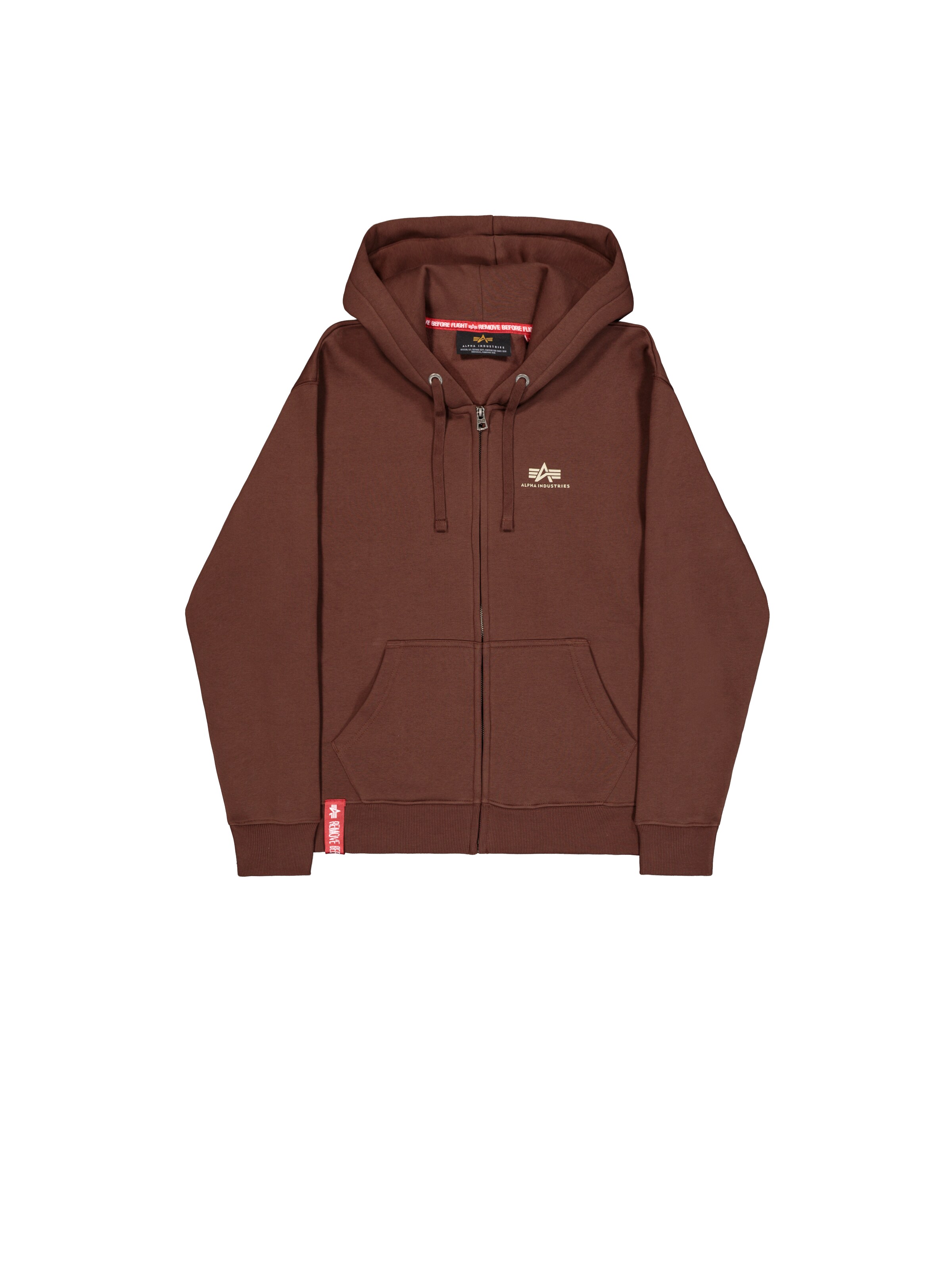 ALPHA INDUSTRIES Sweatjacke in Braun: Vorderseite
