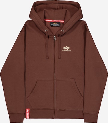 ALPHA INDUSTRIES Sweatjacke in Braun: Vorderseite