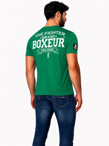 Boxeur des Rues Klederdracht shirt 'Herren T-Shirt Slim Fit Boxeur des Rues, Grasgrün, Weißes Logo, Premium-Baumwolle' in Groen