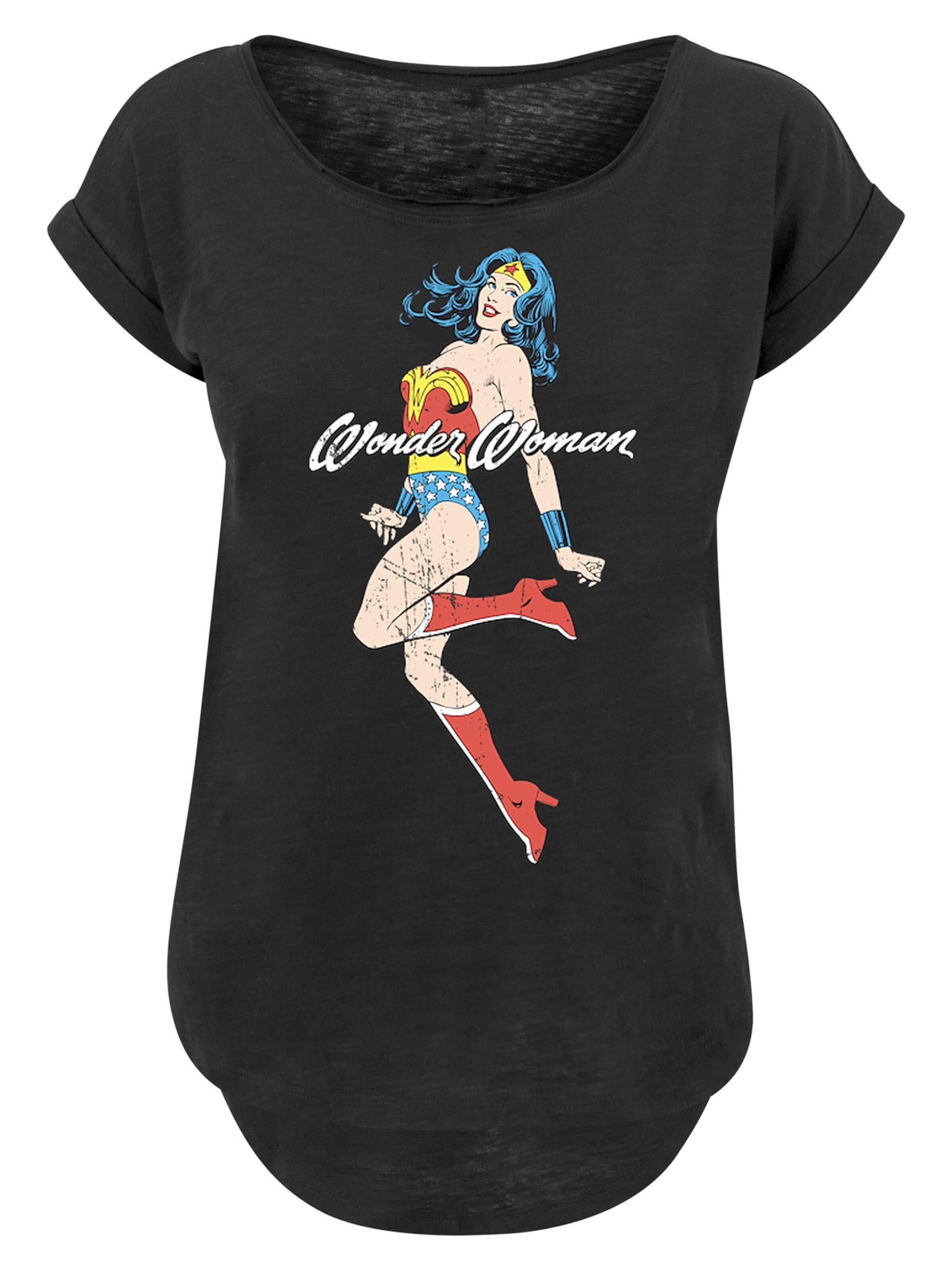 F4NT4STIC Shirt 'DC Comics Wonder Woman Jump' in Black: front