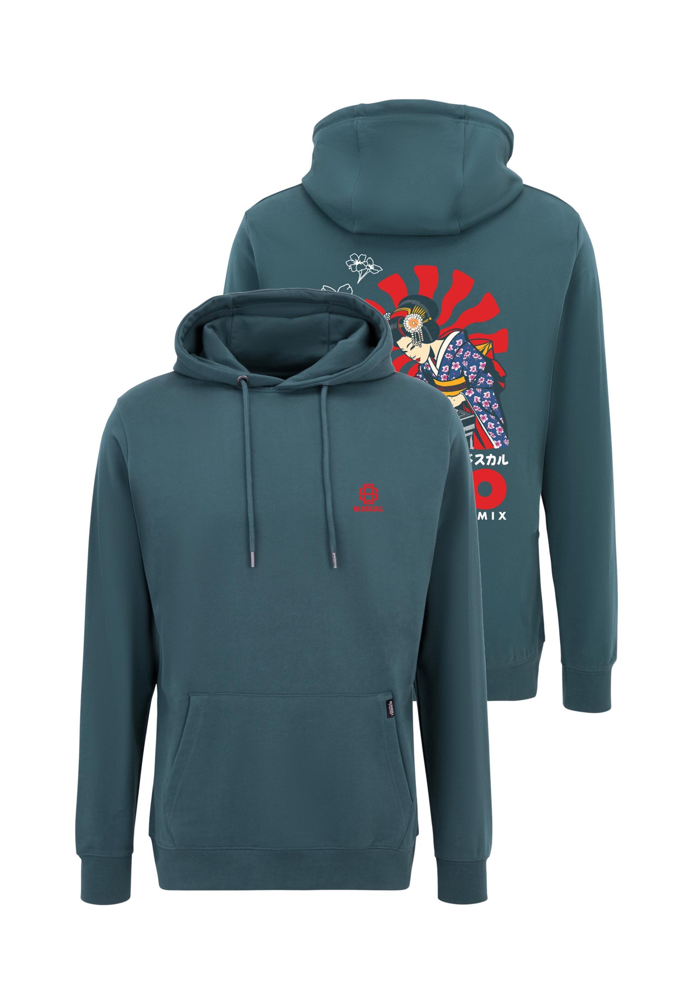 Oldskull Trui 'Asian Neon Djane' in Blauw: voorkant