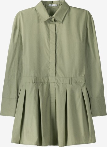 Bershka Shirt Dress in Green: front