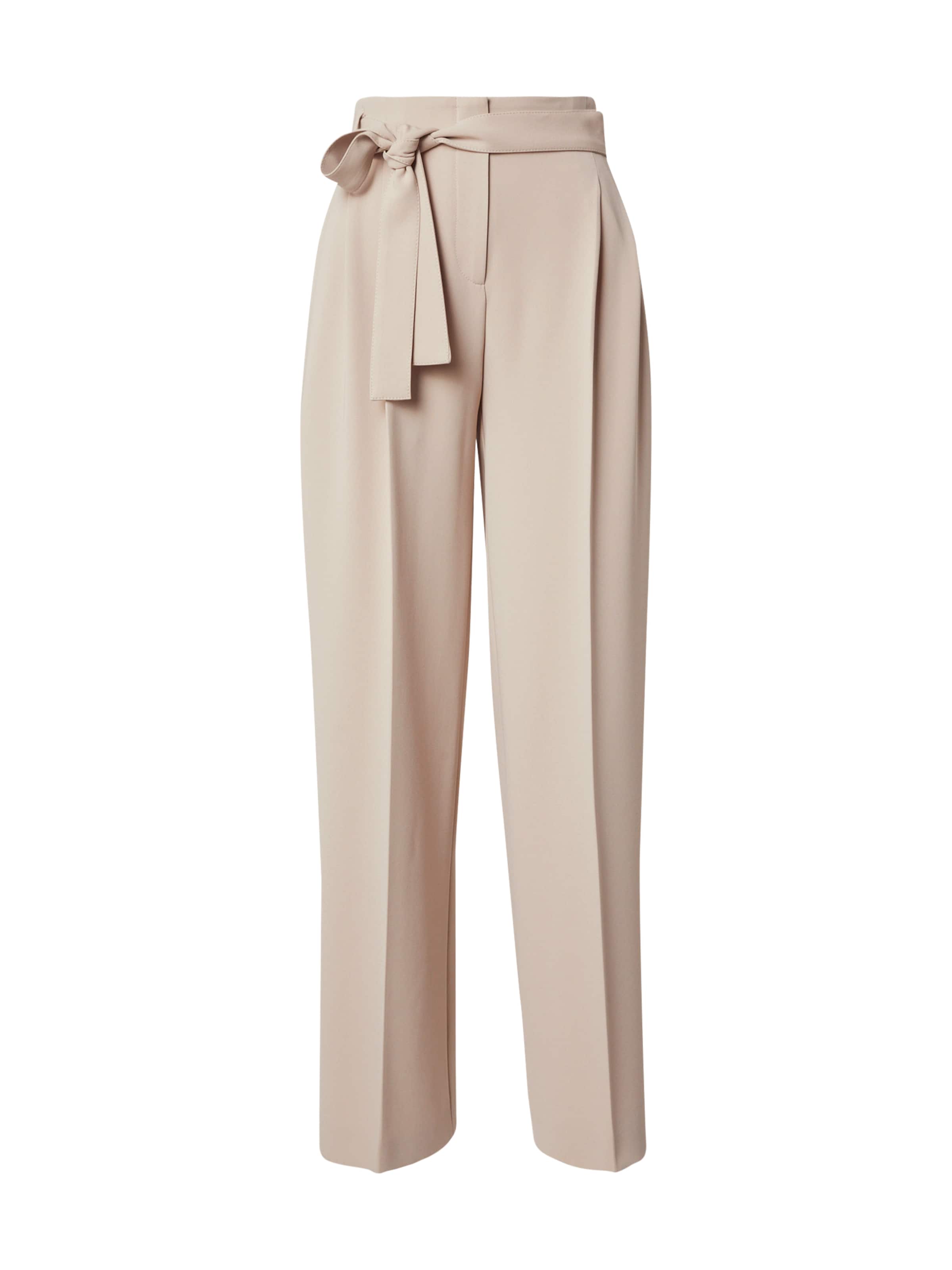 BOSS Wide leg Pleat-Front Pants 'Tapiana' in Beige: front