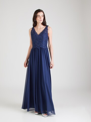 Robe de soirée mascara en bleu : devant
