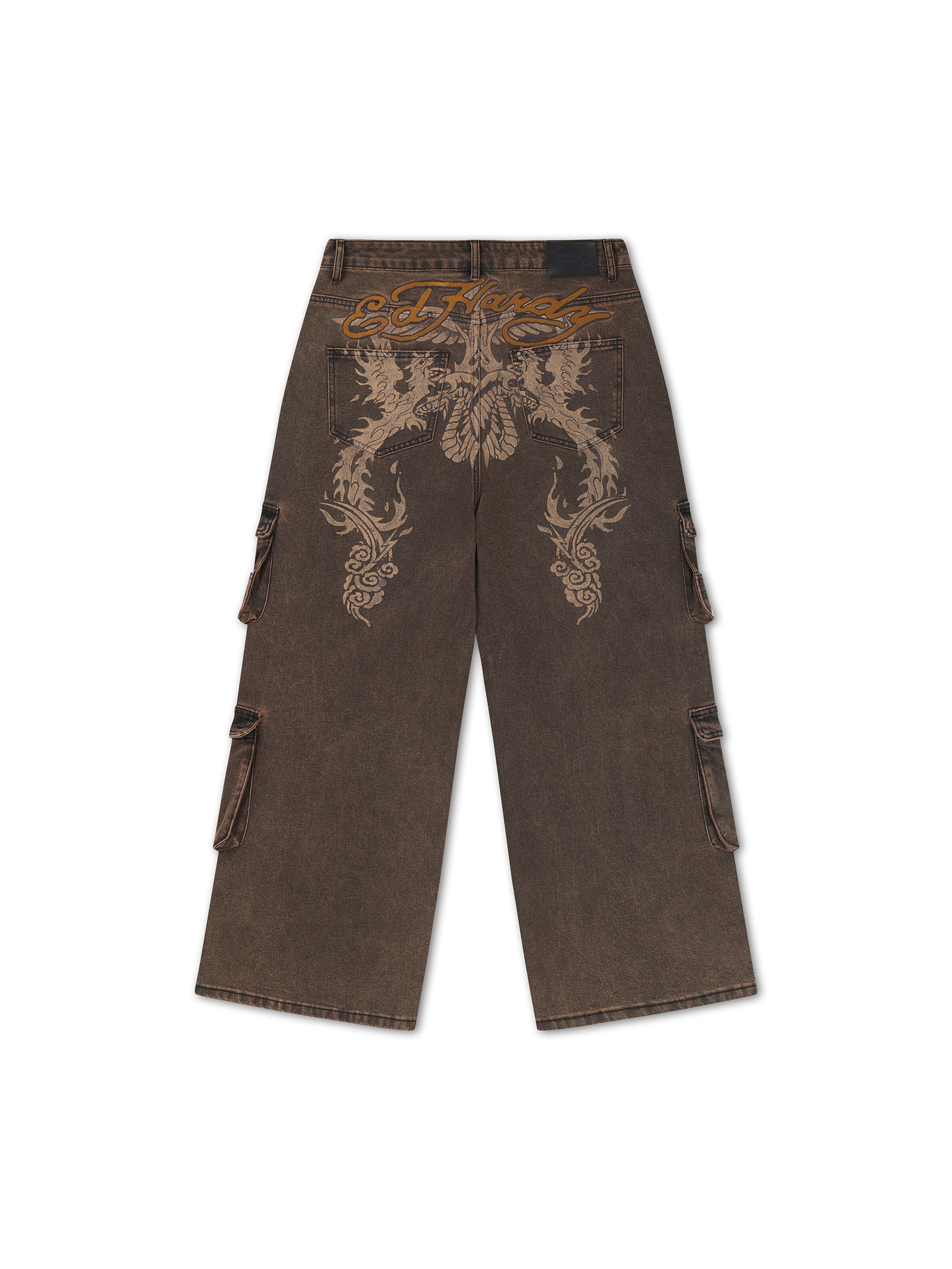 Ed Hardy Широки крачоли Дънки в кафяво