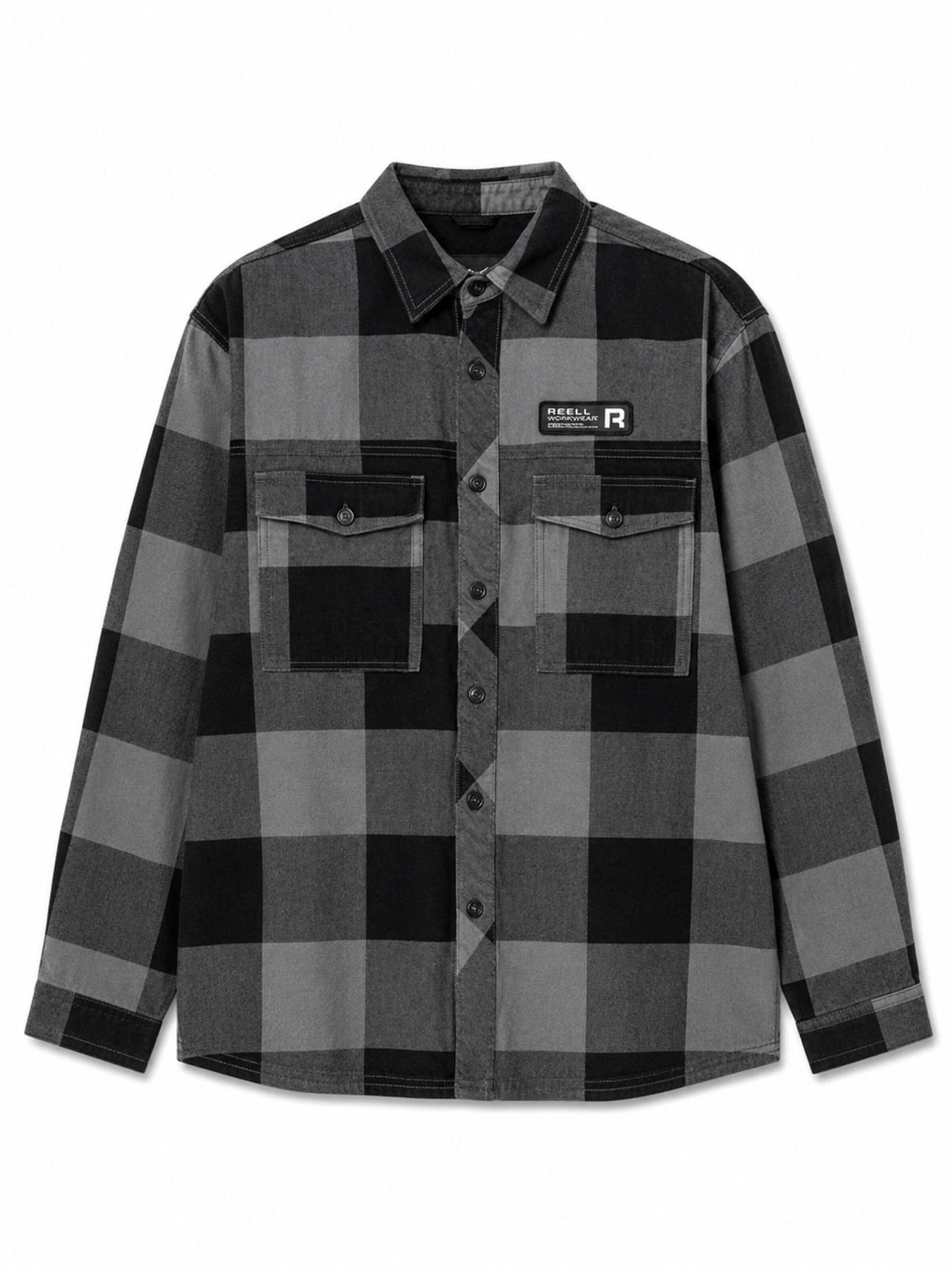 Reell Jeans Regular fit Button Up Shirt 'Freeman' in Grey: front