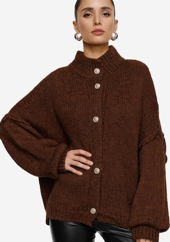Worldclassca Oversized Cardigan 'Strickjacke mit Knopf' in Brown: front