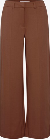 ICHI Pleated Pants 'KATE' in Brown: front