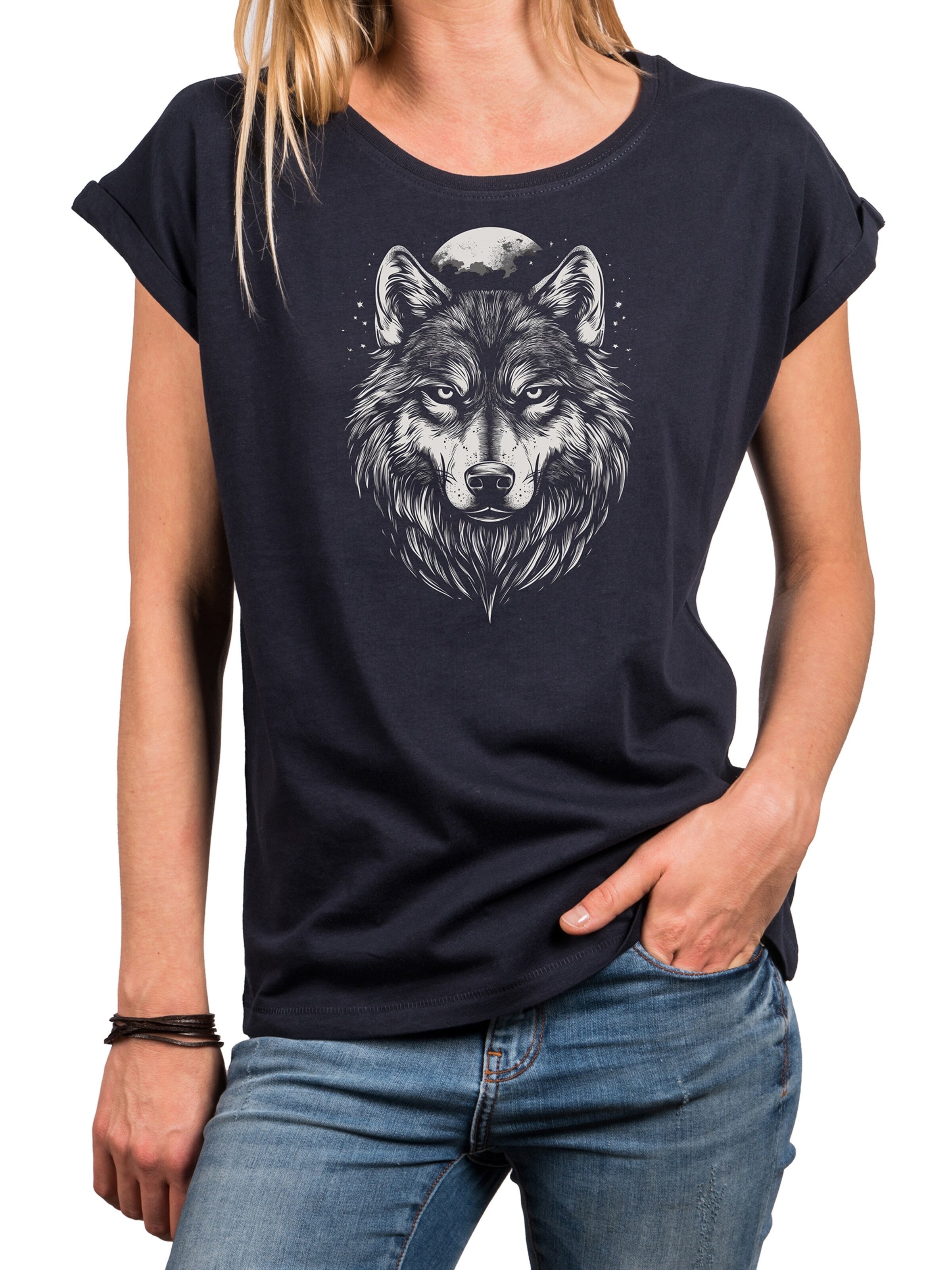 MAKAYA Shirt 'Wolf' in Blue