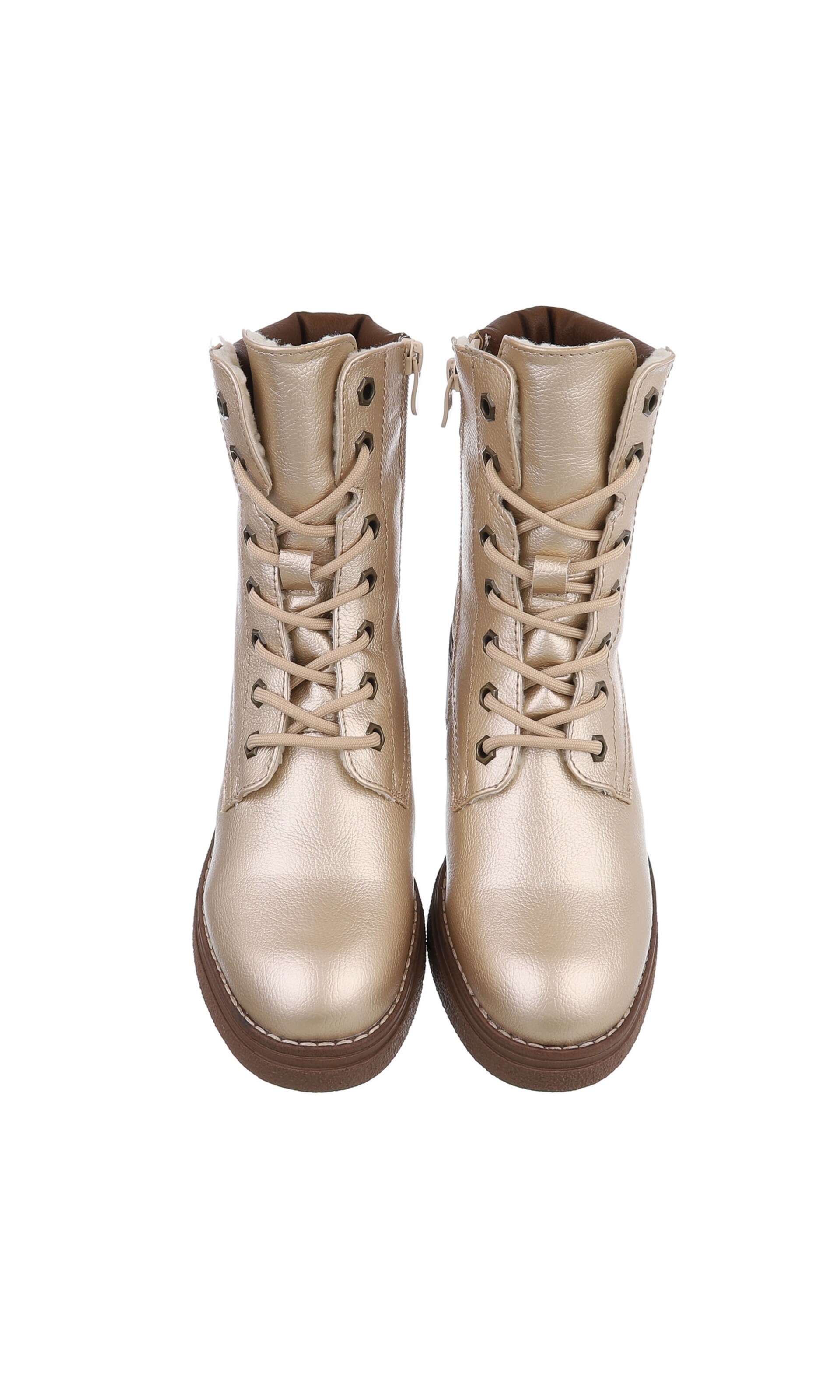 Ital-Design Lace-Up Ankle Boots in Gold