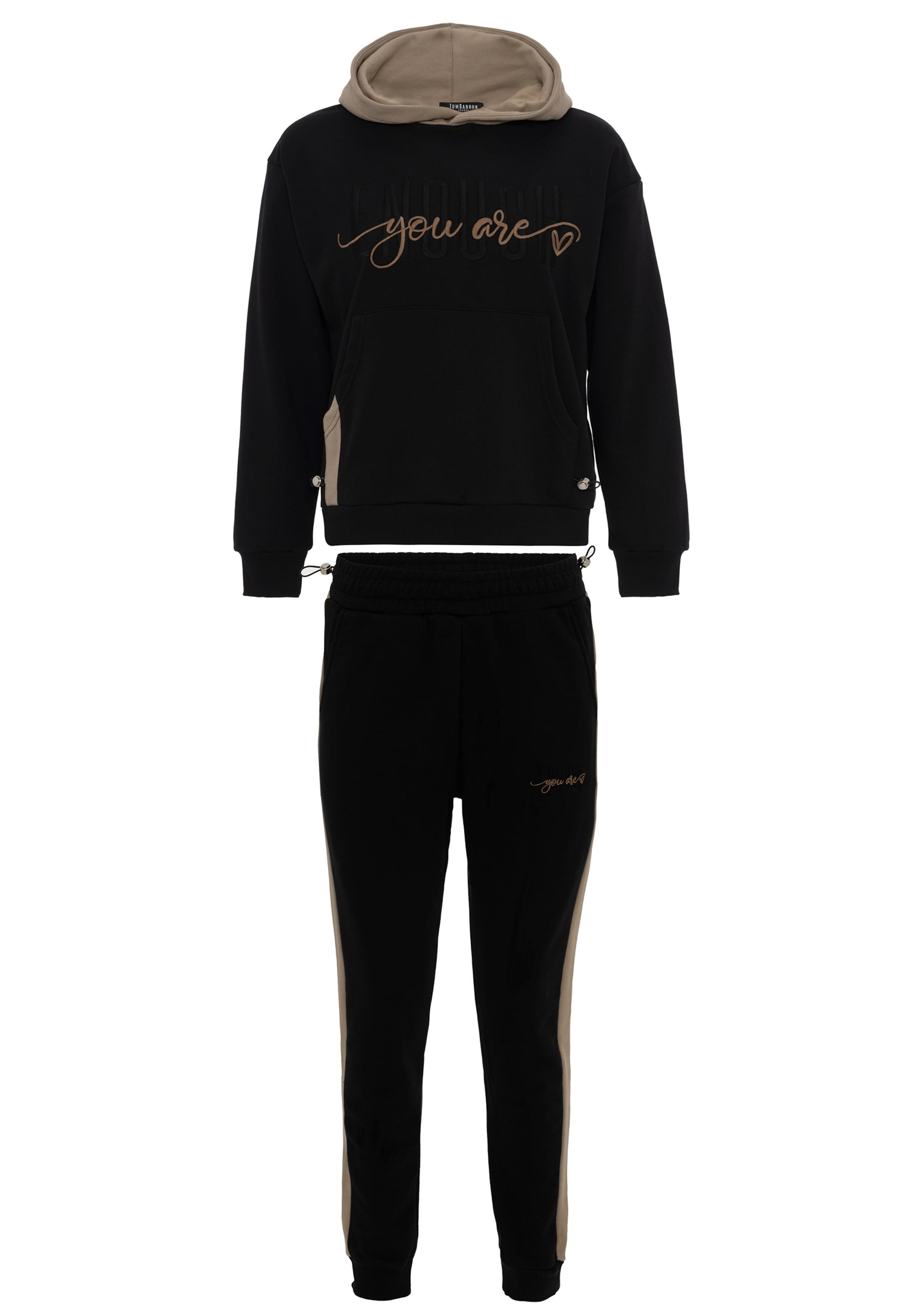 Tom Barron Trainingsanzug in Schwarz: Vorderseite