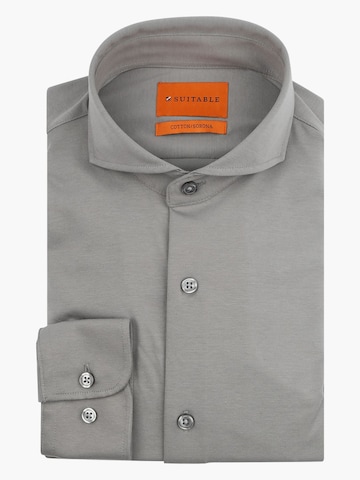 Suitable Slim fit Button Up Shirt in Grey: front