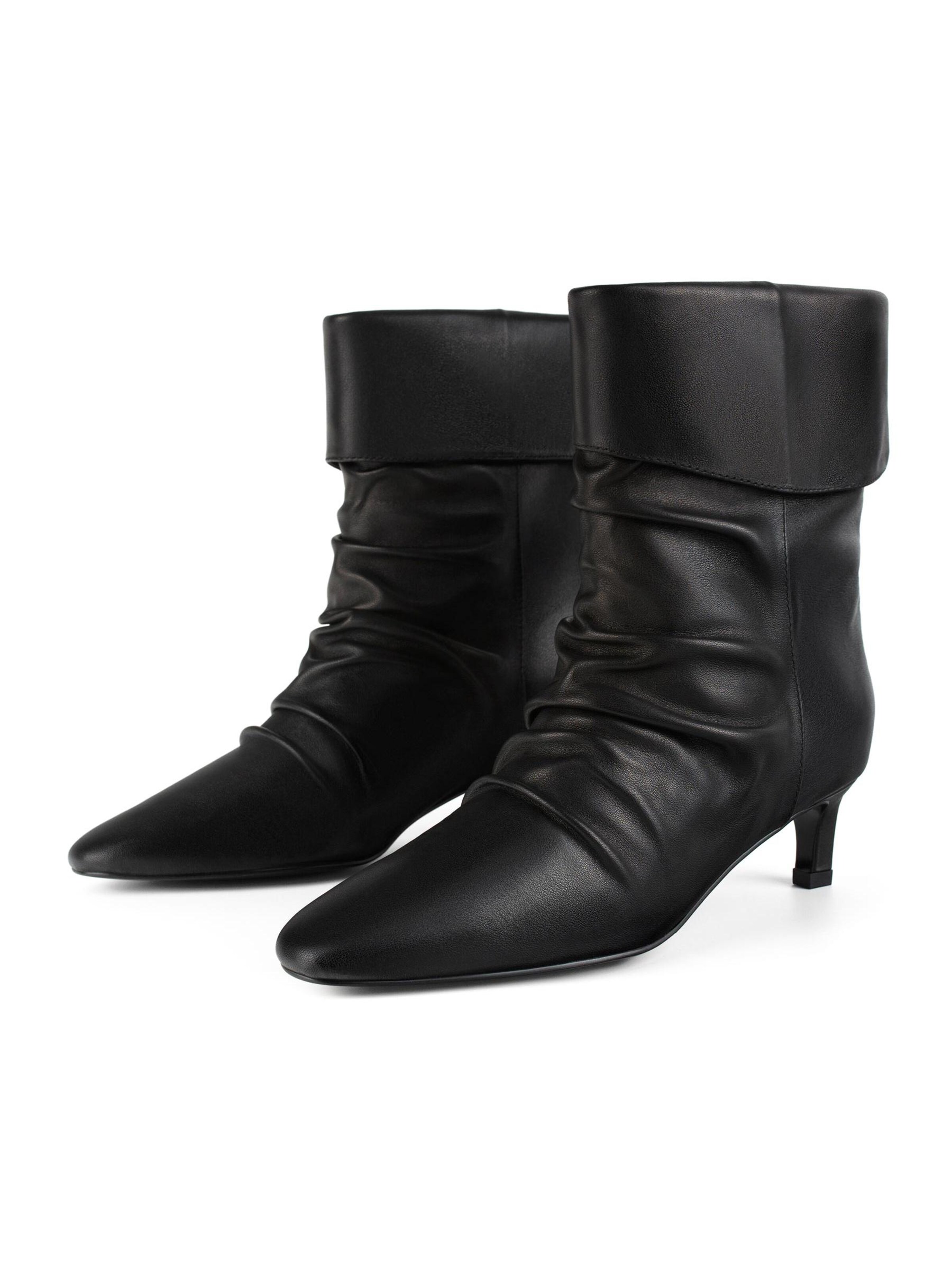 L37 HANDMADE SHOES Ankelstøvler 'DARK SIDE BLOOM' i sort: forside