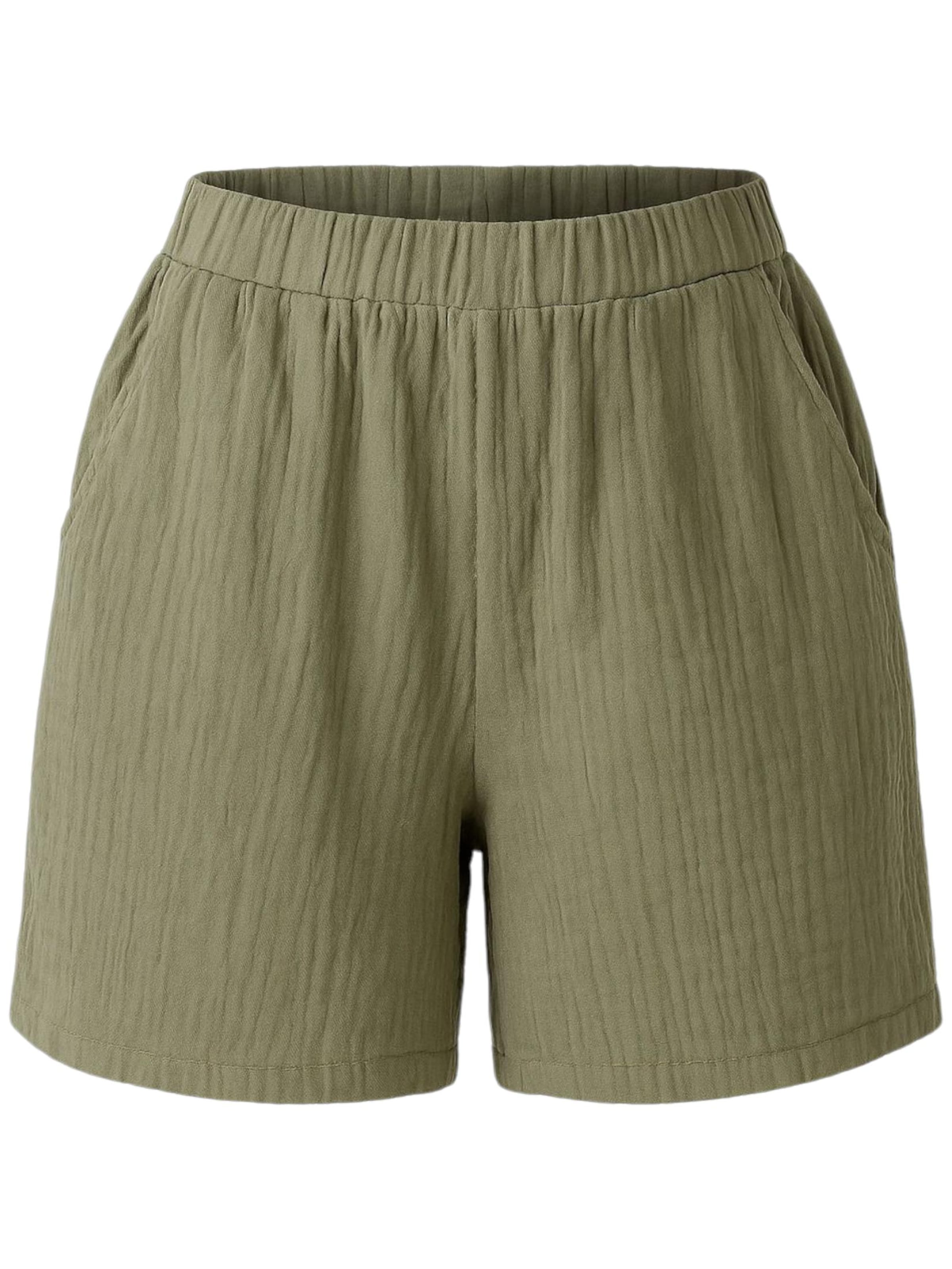 WENOR Wide leg Broek 'NOOR' in Groen: voorkant