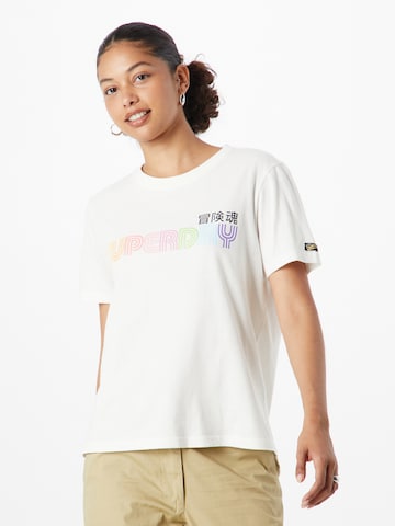 Superdry T-Shirt 'Vintage Retro Rainbow' in Beige: predná strana