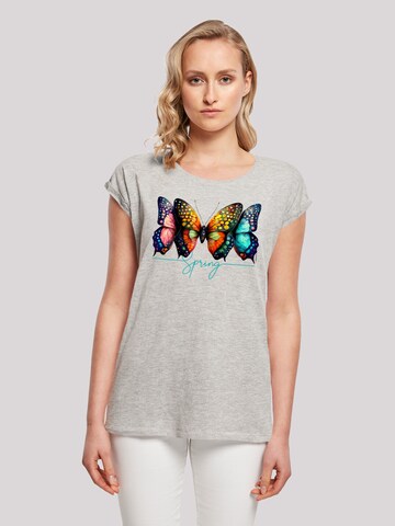 F4NT4STIC Shirt 'Schmetterling Illusion' in Grijs: voorkant
