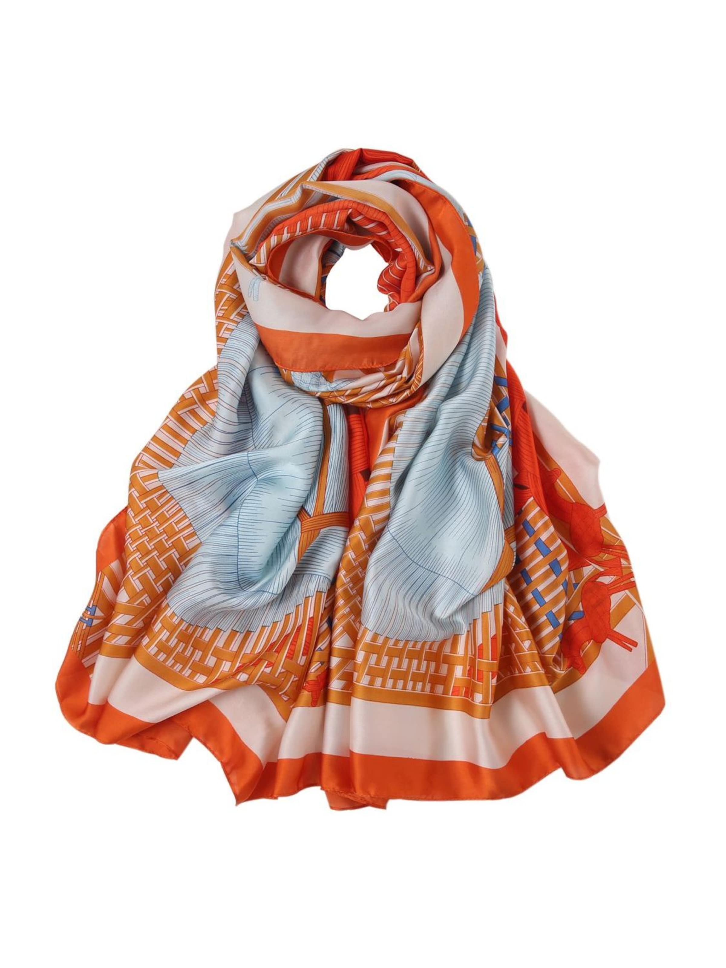 alberto cabale Scarf 'Etole de Soie Hippo Florina' in Orange: front
