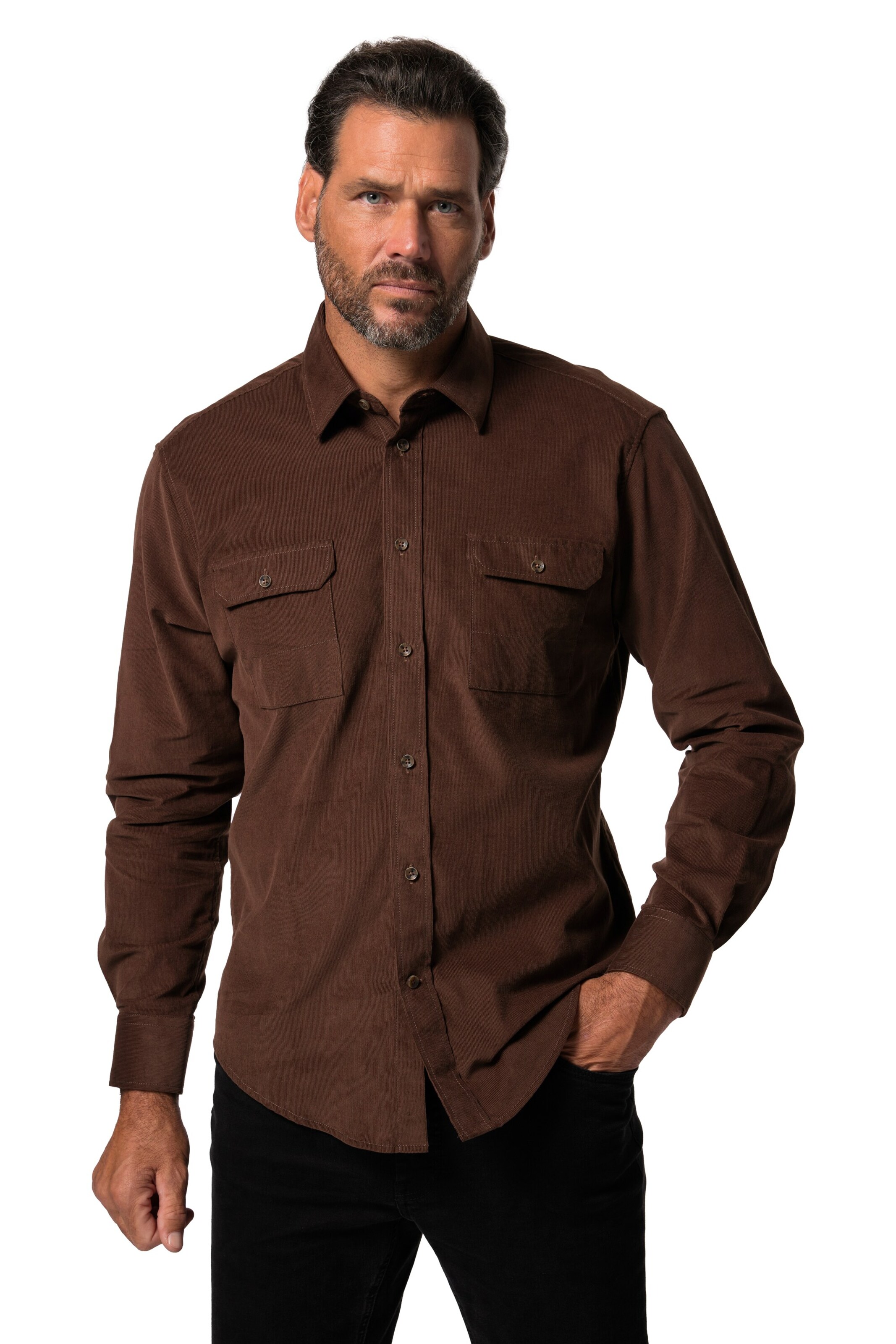 JP1880 Regular fit Button Up Shirt in Brown: front