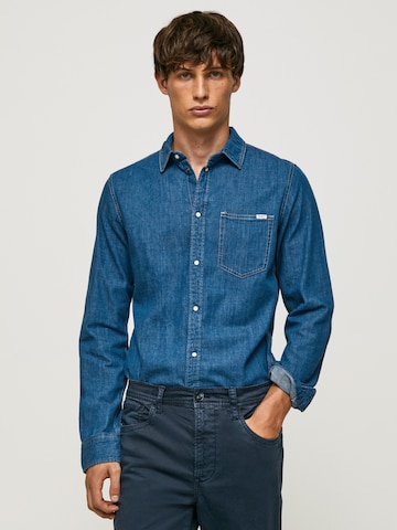 Pepe Jeans Regular fit Button Up Shirt 'Porter' in Blue: front