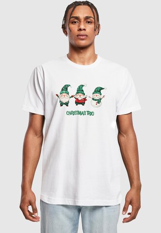 Merchcode T-Shirt 'Christmas Santa Trio' in Weiß: Vorderseite