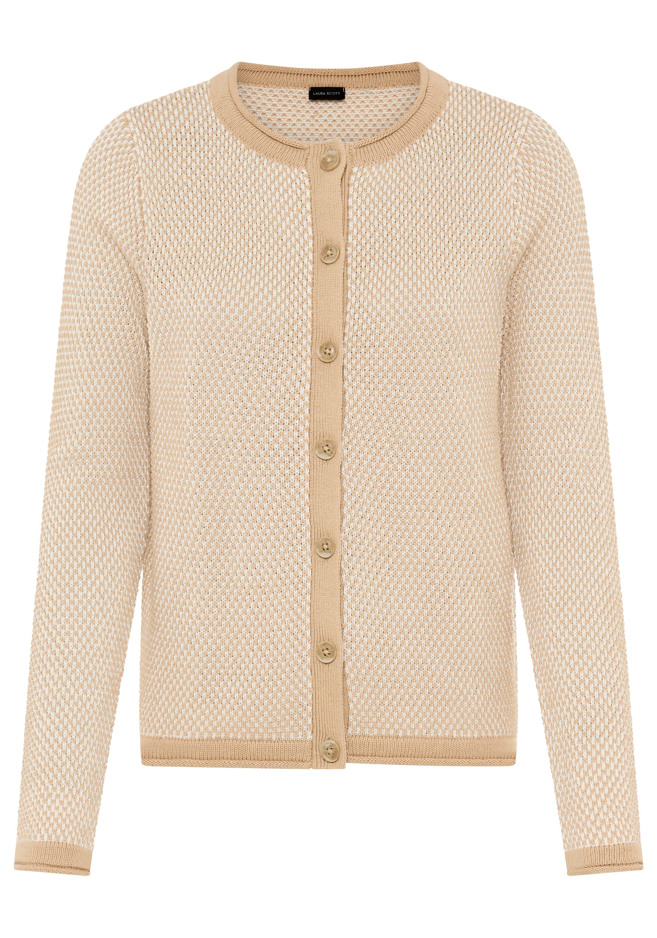 LAURA SCOTT Knit Cardigan in Beige: front