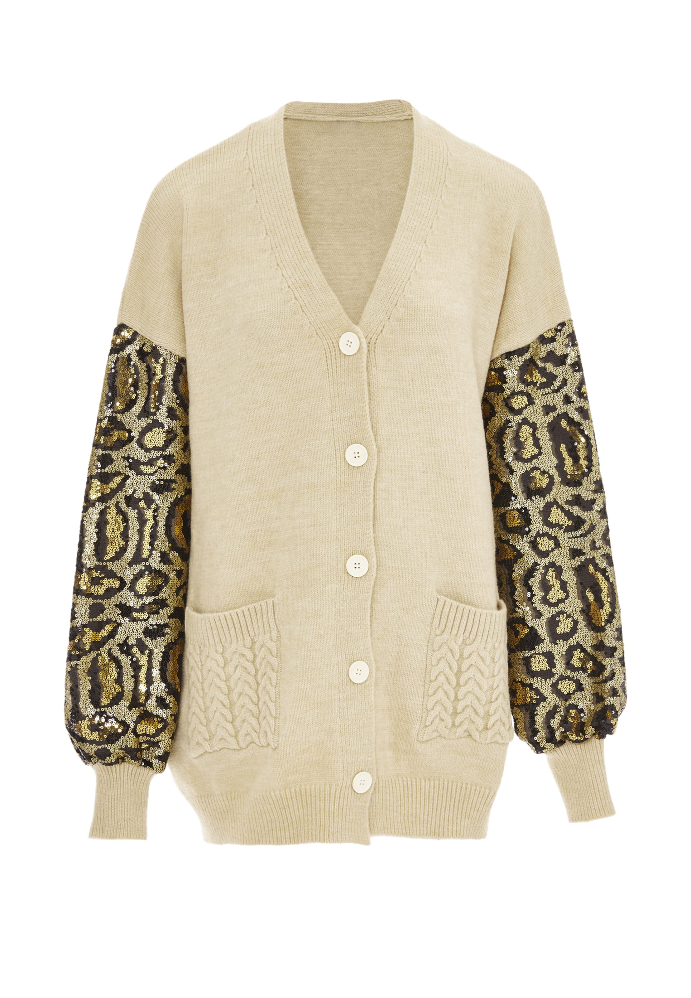 IMANE Strickjacke in Beige: Vorderseite