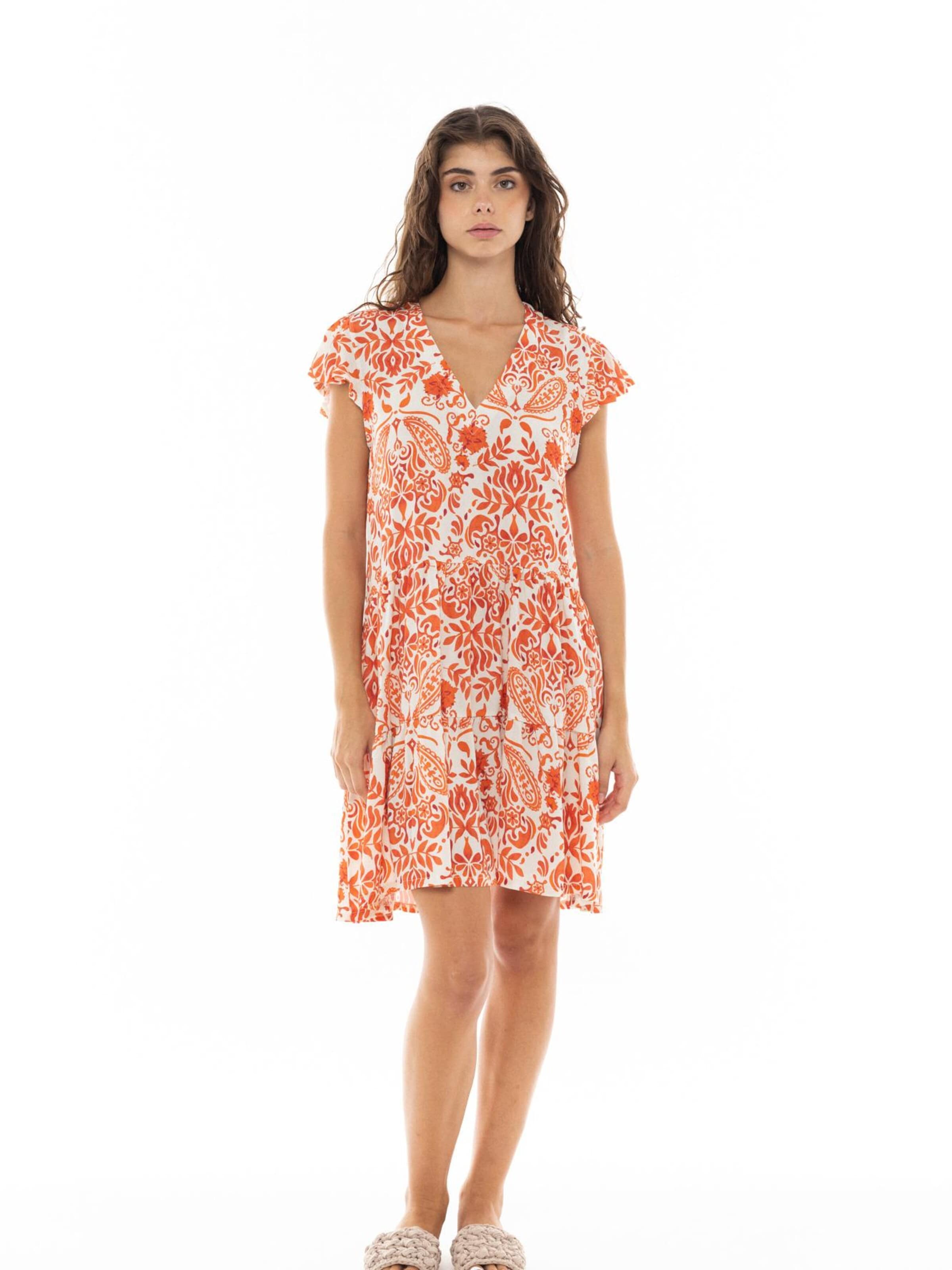 Pink Label Summer Dress 'FLOWER' in Orange: front
