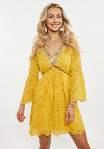 IZIA Summer Dress in Yellow: front