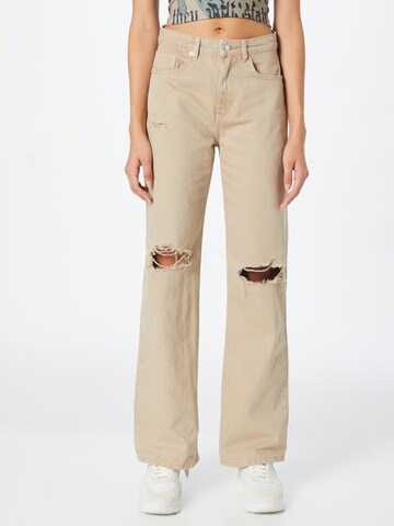 Tally Weijl Wide leg Jeans in Beige: front