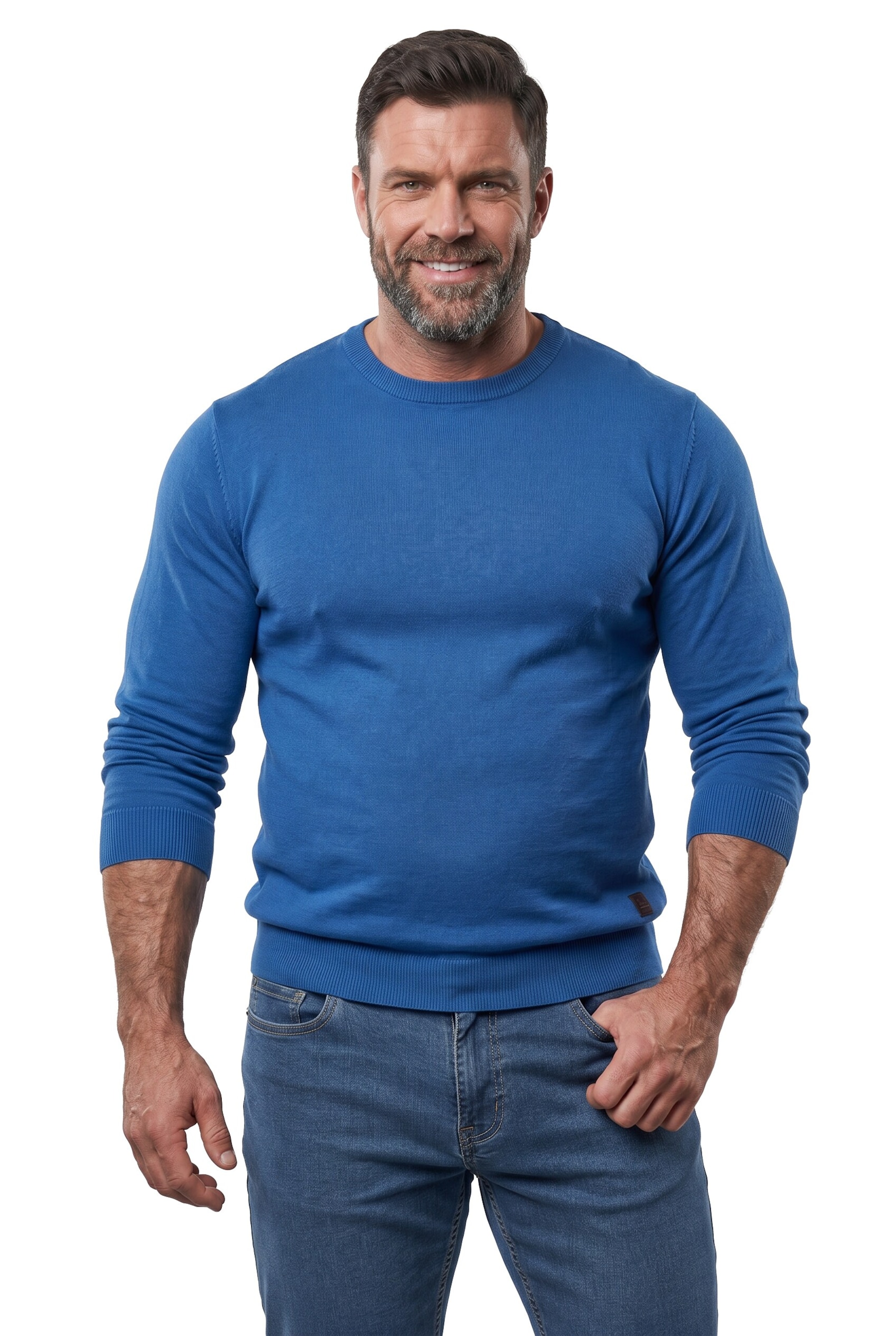 Men Plus Pullover in Blau: Vorderseite