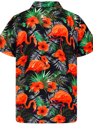 King Kameha Shirt 'Flamingo Flowers' in Orange