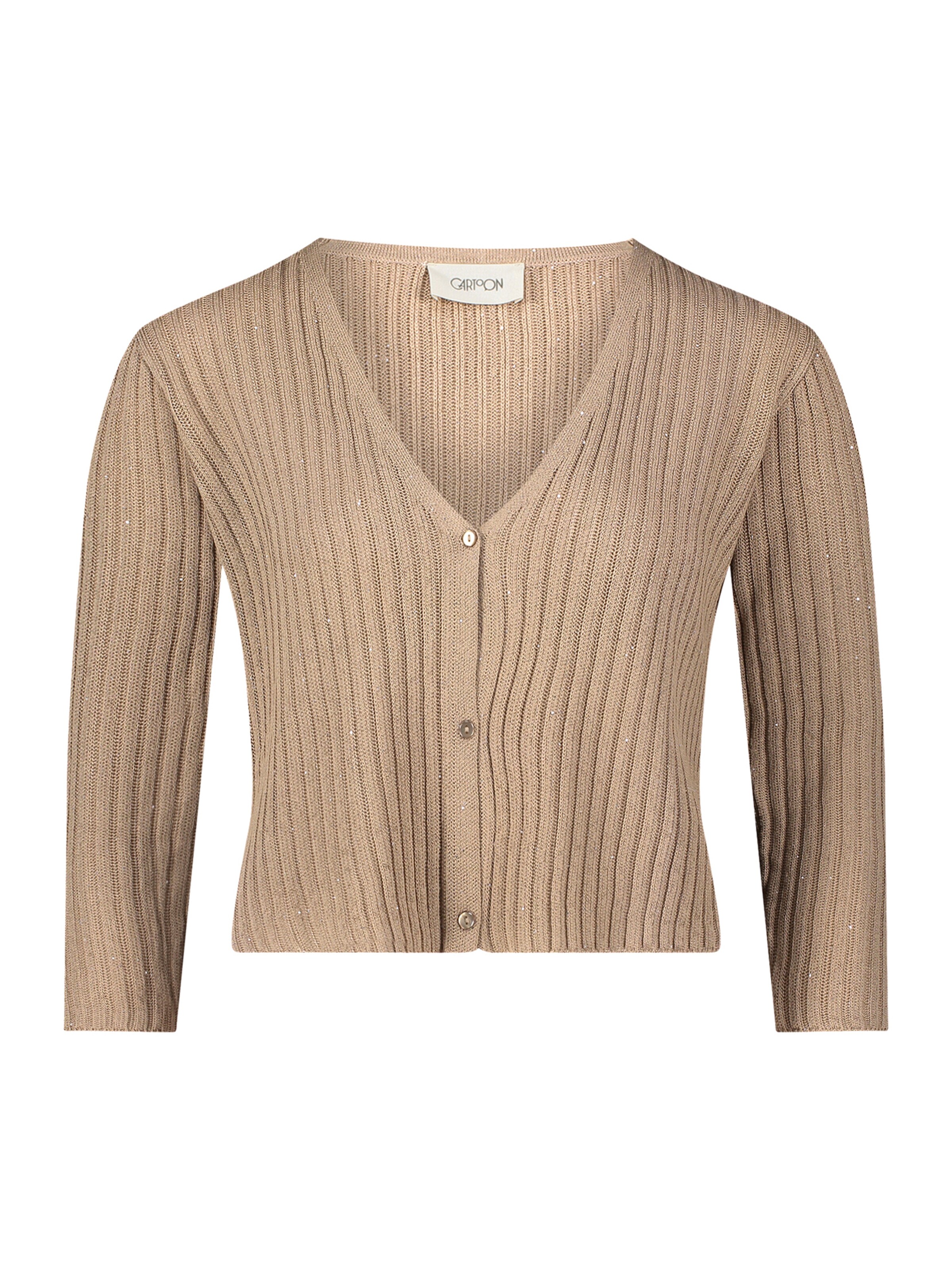 Cartoon Strickjacke in Beige: Vorderseite