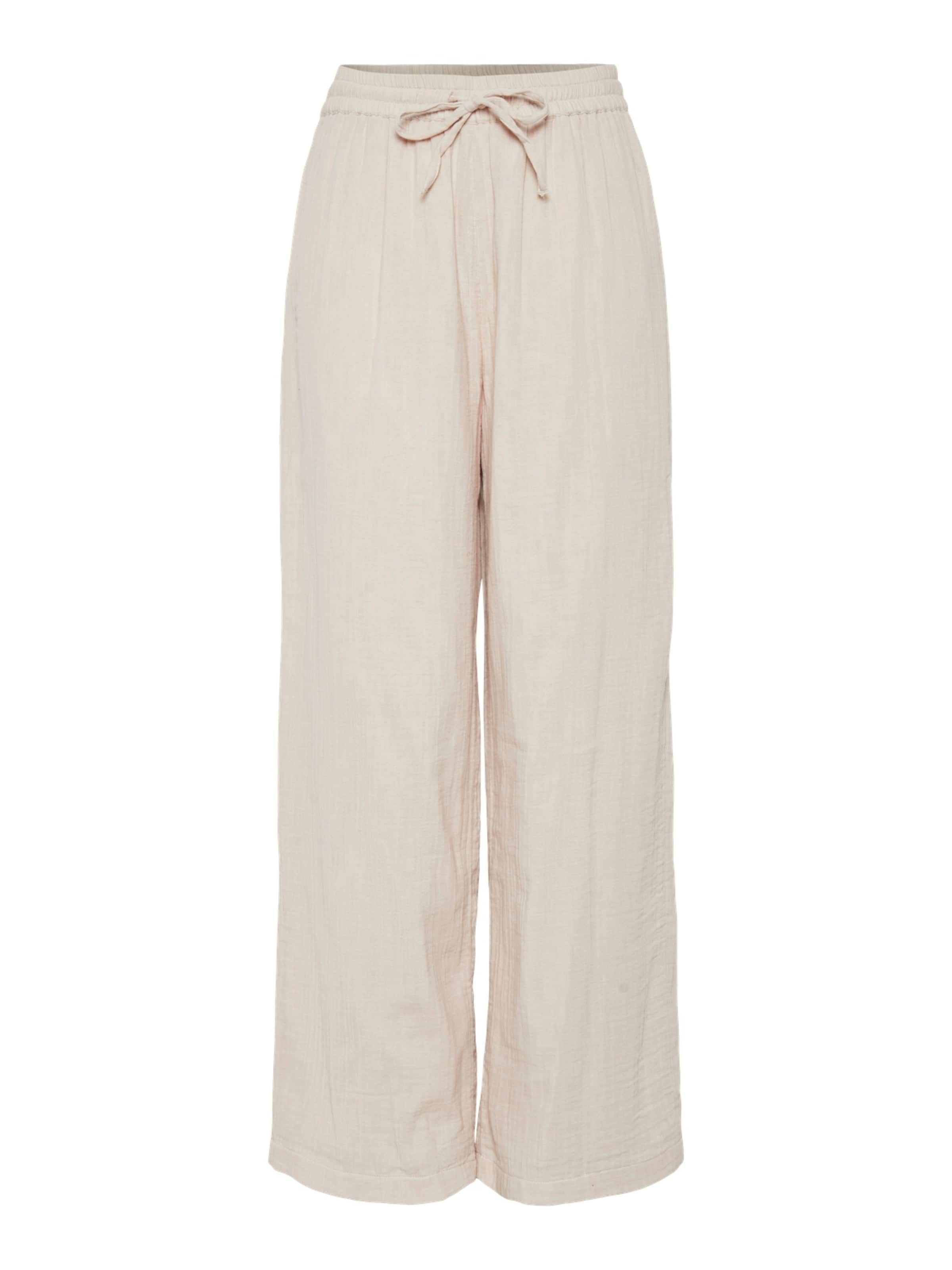 PIECES Loose fit Trousers 'PCMastina' in Beige: front