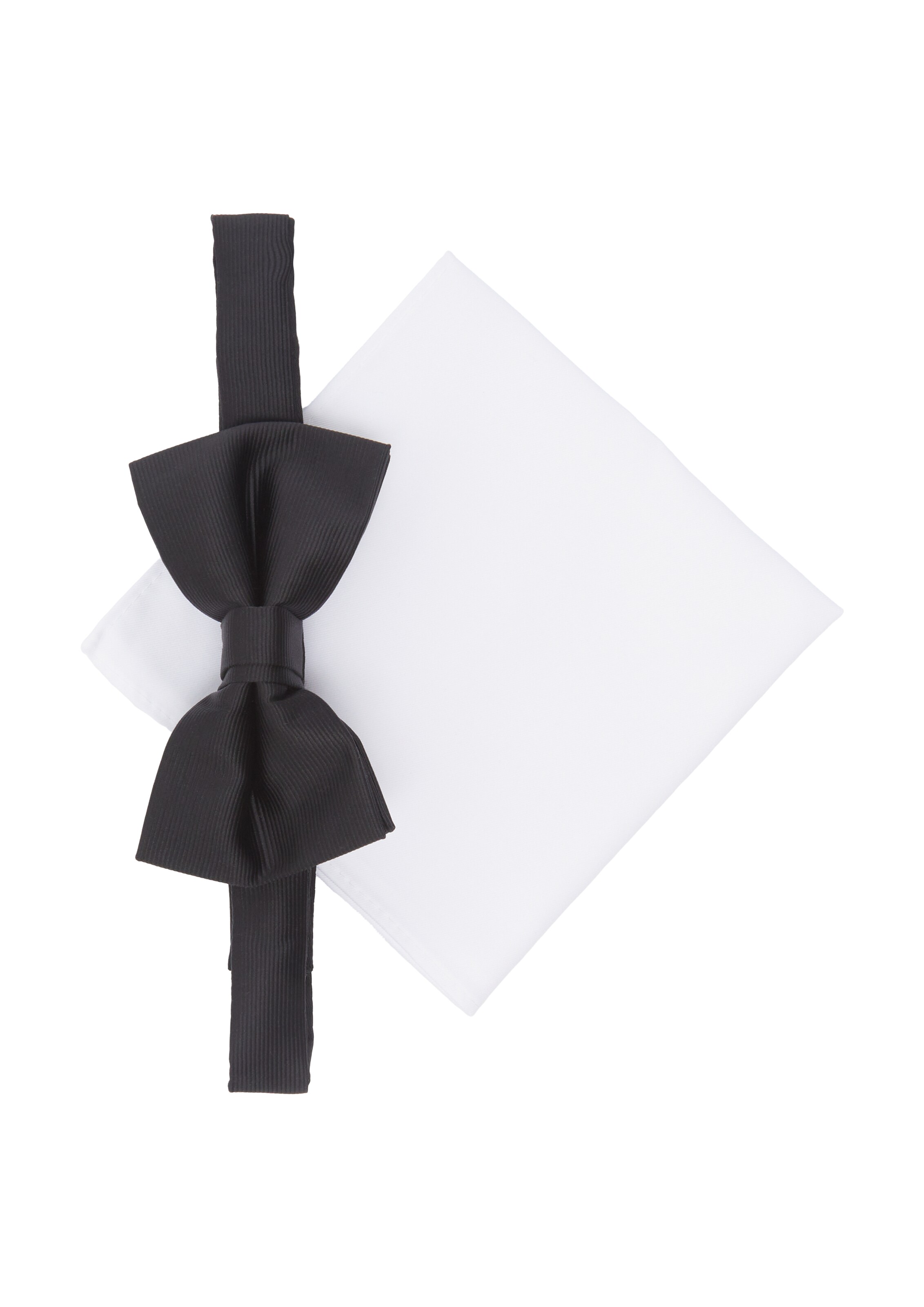 s.Oliver BLACK LABEL Set: Fliege und Einstecktuch in Schwarz: Vorderseite