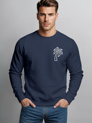 Neverless Sweatshirt 'Palm Lineart Logo' in Blue