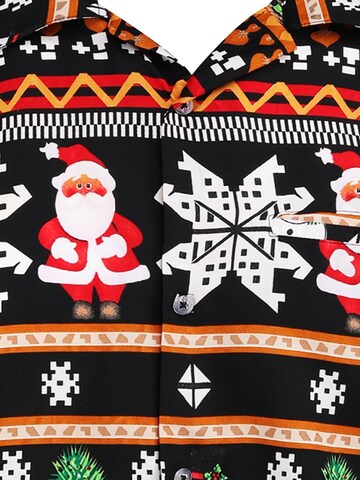 King Kameha Regular fit Button Up Shirt 'Christmas Rows' in Black
