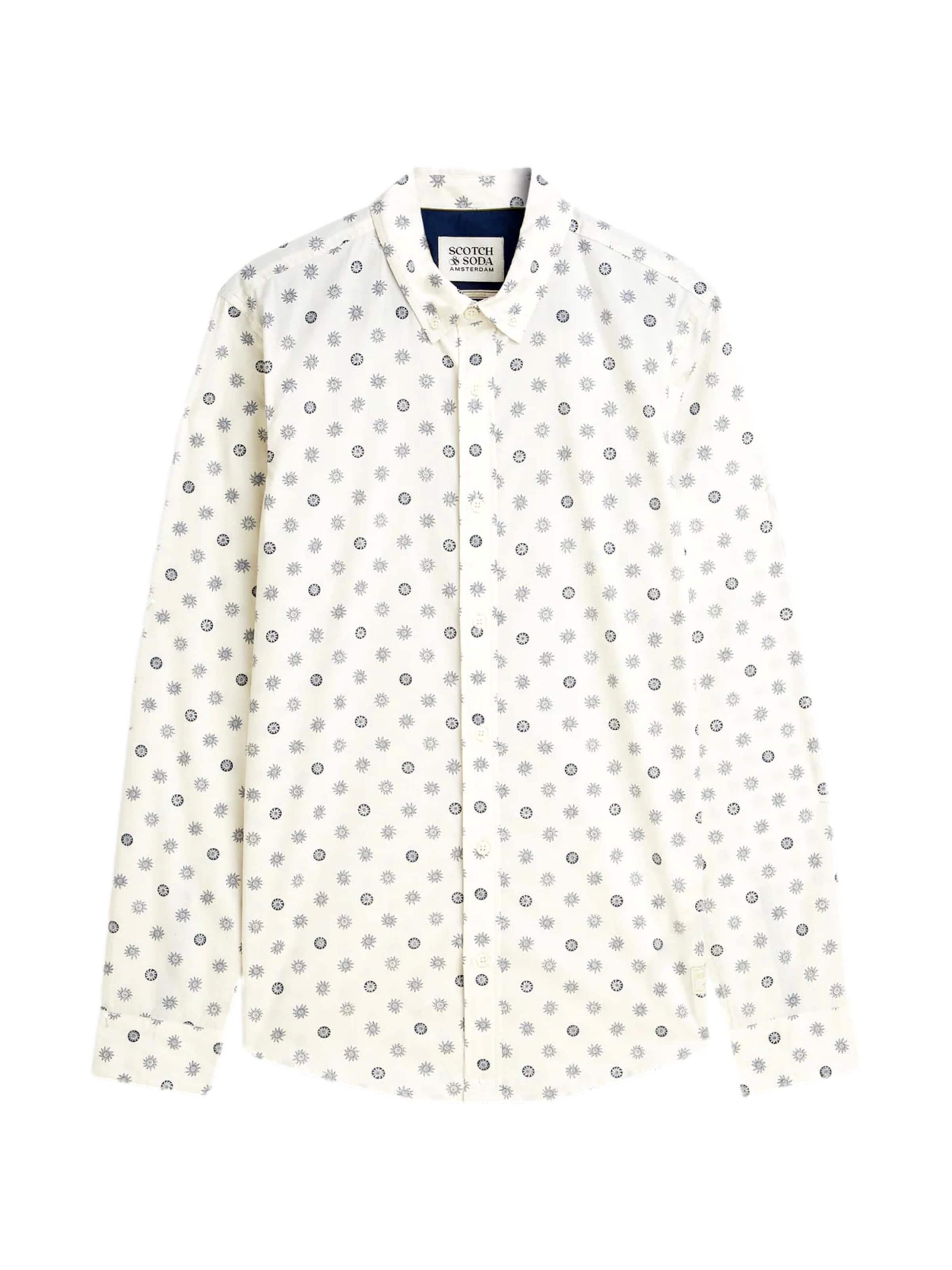 SCOTCH & SODA Hemd in L in beige / dunkelgrau, Produktansicht