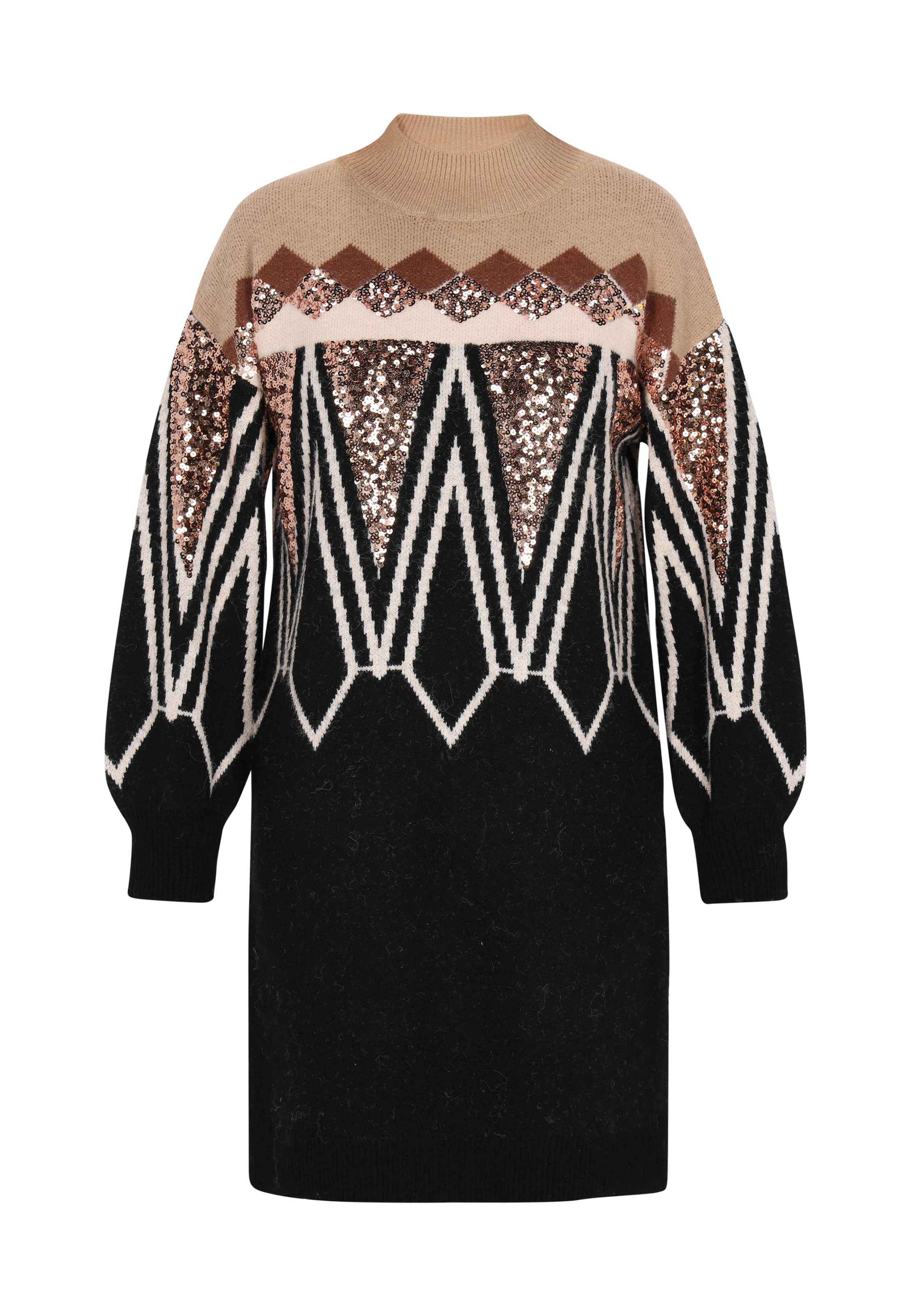 Robes en maille IZIA en beige : devant