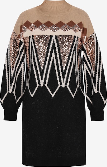 IZIA Strickkleid in beige / braun / gold / schwarz, Produktansicht