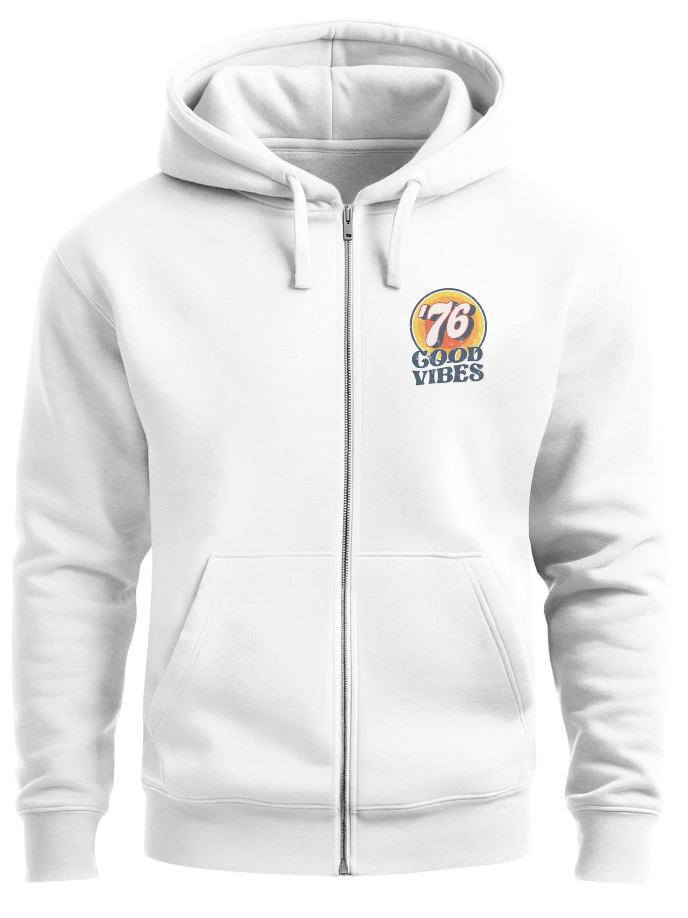 Neverless Sweatjacke 'Good Vibes '76'‌‌‌‌‌‌ in Weiß: Vorderseite