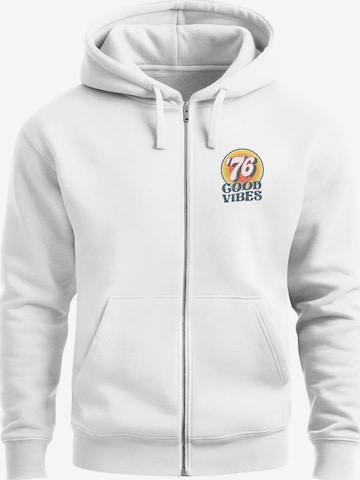 Neverless Sweatjacke 'Good Vibes '76' in Weiß: Vorderseite