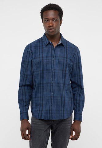 MUSTANG Regular fit Button Up Shirt ' Style Elmore ' in Blue: front