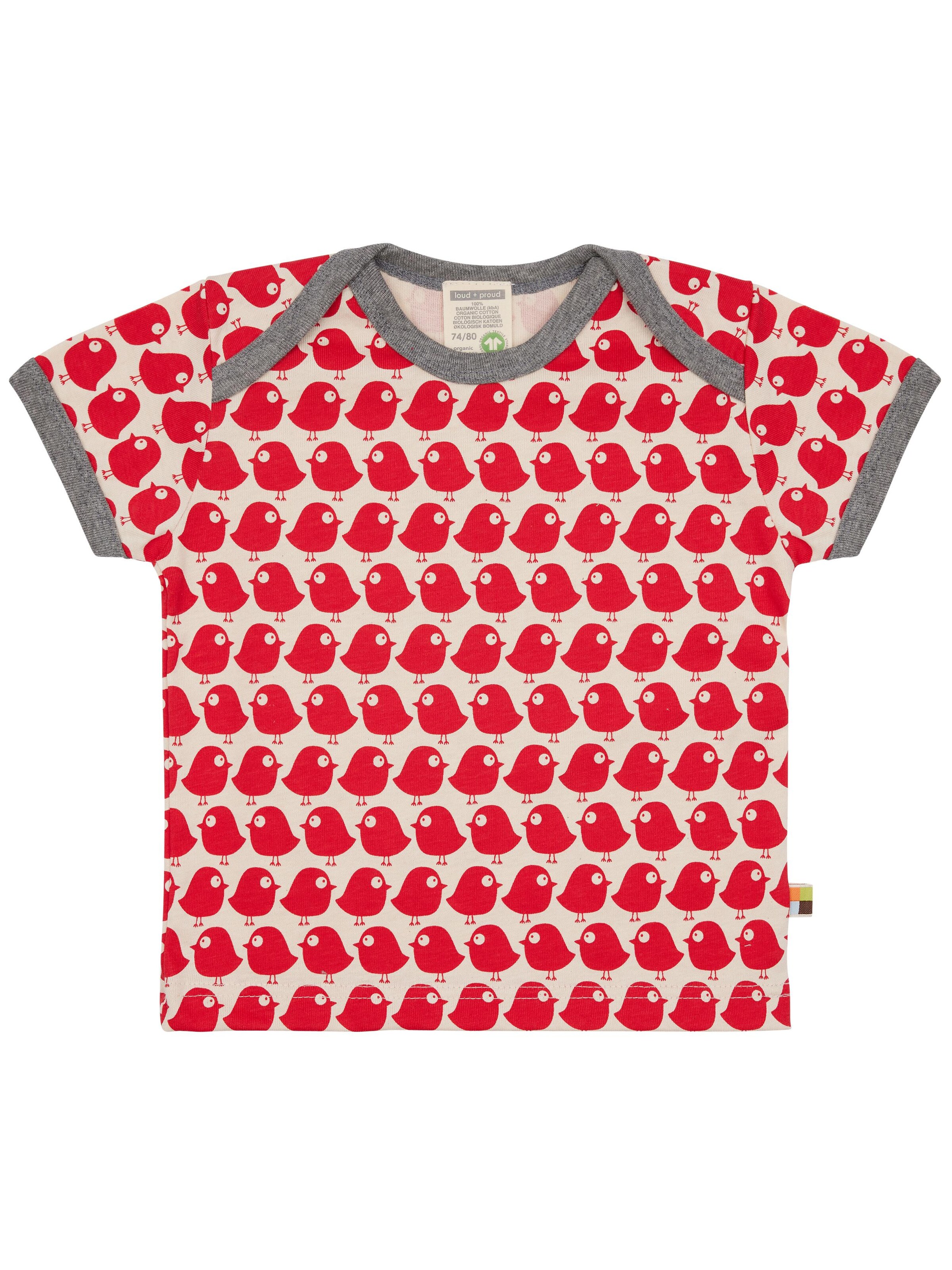 loud + proud Shirt 'Vögel' in Red: front