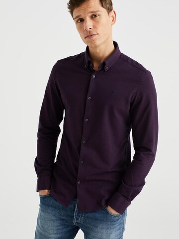 WE Fashion Slim fit Button Up Shirt in Purple